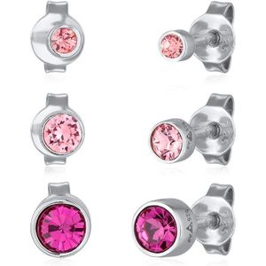 Elli Dames Oorbellen Dames Oorsteker Basis met Kristallen roze in 925 Sterling Zilver Verguld