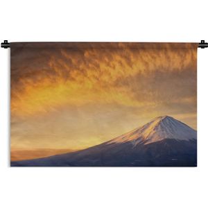 Wandkleed Fuji - Zonsopgang bij de berg Fuji in Japan Wandkleed katoen 60x40 cm - Wandtapijt met foto