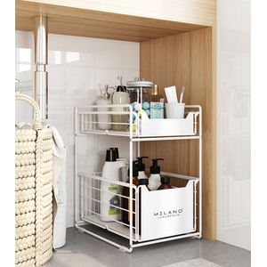 Milano Luxurious organizer lade wit - keuken ladekast – gootsteenkast organizer – opbergrek voor het aanrecht – tweelaags ladesysteem – opslag voor keukenkast of badkamerkast – maat XL