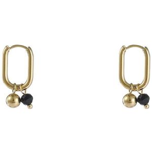 Day&Eve by Go Dutch Label Oorhangers Oval Hoop Kralen Black/GD