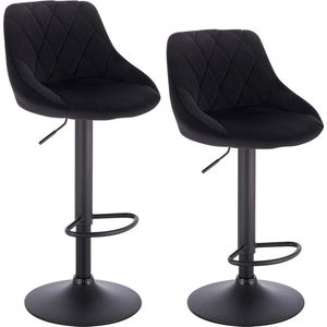 Set van 2 barkrukken - fluwelen toonbankstoelen - verstelbare en draaibare krukken - comfortabel, stabiel, duurzaam - 35 cm x 38 cm zitting, hoogte 60 cm - 82 cm