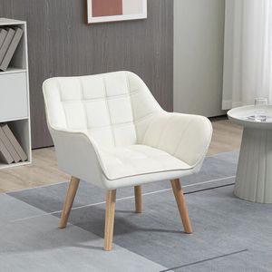 Sweiko Fauteuil - Rubberhouten poten - Fluweel - Maximum belasting 120 kg - Crème