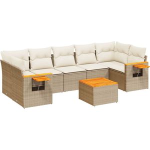 vidaXL 8-delige Loungeset Poly Rattan Beige