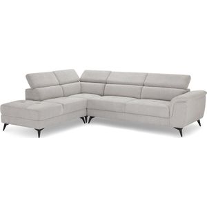 Hoekbank Links Grijs Stof - 290x95x90cm - Zitdiepte 55cm - Giga Meubel