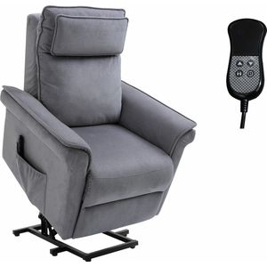 HOMCOM Sta-stoel met opsta-hulp tv-stoel ligfunctie linnen touch grijs 713-081V90