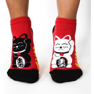 Hop Hare - Bamboe - Enkelsokken - Sneakersokken - Lucky Cat - katten - Happy Socks - maat 41-46