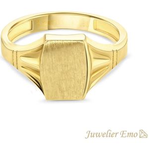 Juwelier Emo - 14 Karaat Gouden Kinderring jongens - KIDS - MATTE LOOK - MAAT 14.50