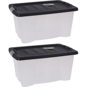 Storage Solutions Opbergdozen/organizers met deksel 2x stuks - kunststof - 13L