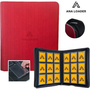 Ana toploader map rood / Toploader binder / Top loader map geschikt voor trading cards / speelkaarten verzamelmap met rits sluiting / Geschikt voor 256 kaarten