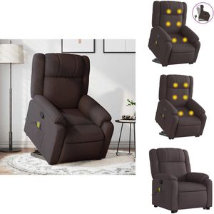 vidaXL Sta-op-massagefauteuil - Sta-op-massagefauteuils - Sta-op Fauteuil - Sta-op- En Ligstoel Verstelbaar - Sta-op-massagestoel verstelbaar stof donkerbruin