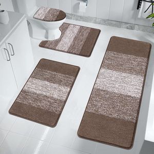 Zachte 4-delige Badmat Set met Antislip en Waterabsorptie voor Badkamerdecoratie