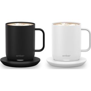 Ember Mug² Coffee Mug - Smart Mug met Mobiele App - Cup Warmer - Thermo Mok met Instelbare Temperatuur - Krasbestendige Theemok & Koffiemok - Cadeau voor Koffieliefhebbers - 295 ML - Zwart & Wit