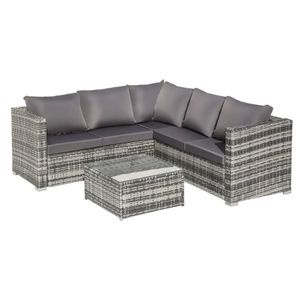 ItsIn® - Buiten Lounge Set - 5-Zit - Tuinmeubel - Anti-Uv Kussens - Verwijderbare Hoezen - Hoekbank - Salontafel met Glazenblad