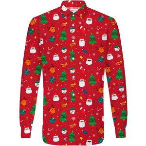 OppoSuits SHIRT LS Festivity Red Teen boys - Tiener Overhemd - Kerstshirt - Rood - Maat 10 Jaar