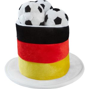dressforfun - cilindrische fanhoed Duitsland met voetballen - verkleedkleding kostuum halloween verkleden feestkleding carnavalskleding carnaval feestkledij partykleding - 302064