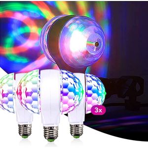 Discolamp LED E27 - Roterende discobal - RGB - 3 STUKS