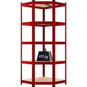 Monzana Stellingkast - Schroefloos 5 Schappen MDF 180x70x40cm - Rood