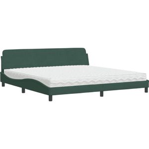 vidaXL - Bed - met - matras - fluweel - donkergroen - 200x200 - cm