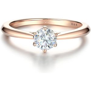 Ella - 18k Roségouden Solitair Moissanite Verlovingsring - 0.5 karaat