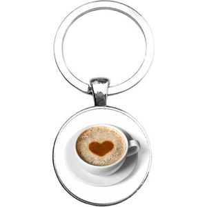 Sleutelhanger Glas - Koffie Hart