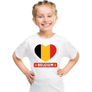 Belgie hart vlag t-shirt wit jongens en meisjes 134/140