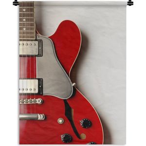 Wandkleed Elektrische gitaar - Een rode elektrische gitaar Wandkleed katoen 120x160 cm - Wandtapijt met foto XXL / Groot formaat!