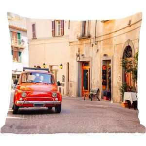 Sierkussen - Italië Straat Vintage Auto - Multicolor - 50 Cm X 50 Cm