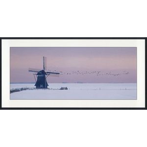 Molen in de sneeuw - Winterkaarten - Set van 10 lange winterkaarten