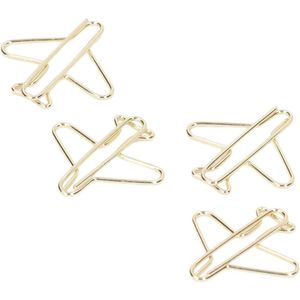 100Pcs Metalen Vliegtuig Goud Galvaniseren Paperclip - Voor Kantoor Thuis Schoolbenodigdheden - Inclusief Clear Doos .