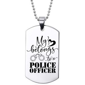 Ketting RVS - My Heart Belongs To A Police Officer