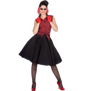 Wilbers & Wilbers - Rock & Roll Kostuum - Rockabilly Rode Rizzo - Vrouw - Rood, Zwart - Maat 40 - Carnavalskleding - Verkleedkleding