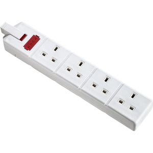 4-Stopcontacten Stekkerdoos Met Netweergave - Zonder Stekker En Kabel - 13 A - Wit