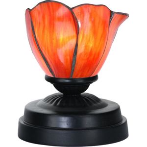 Art Deco Trade - Tiffany lage tafellamp zwart met Tender Poppy