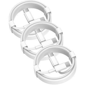 USB C naar USB C kabel - 1 Meter Oplaadkabel 3x - Geschikt voor o.a. iPhone 15 en 16 / Samsung - USB-C Oplader Kabel - Wit
