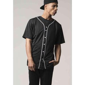 Urban Classics - Baseball Mesh Shirt - M - Zwart/Wit