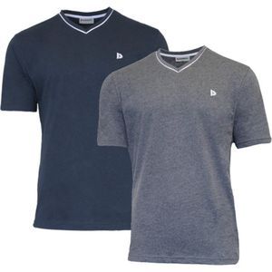 2-Pack Donnay T-shirt - sportshirt - V-Hals shirt - Heren - Maat S - Navy & Charcoal