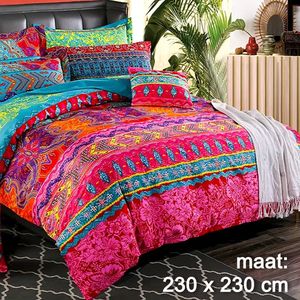 Allernieuwste.nl® Boho Bohemian Dekbedovertrek met 2 Kussenslopen Set - Kleurige Bedsprei Zacht Ademend - 230 x 230 cm %%