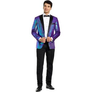 OppoSuits Sapphire Sequins - Heren Tuxedo - Smoking met vlinderdas - Carnaval - Feest - Maat 46