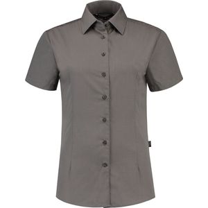 L&S Shirt poplin mix met korte mouwen voor dames pearl grey - XXXL