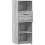 vidaXL - Hoge - kast - 45x42,5x124 - cm - bewerkt - hout - grijs - sonoma - eikenkleurig