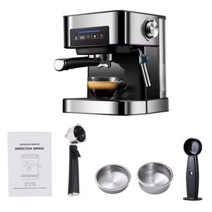 J&R Espresso apparaat - LCD touch espresso koffiemachine- Met Semi-Automatische pomp en melkopschuimer - Koffiezetapparaat- Zilverkleurig - Voor gemalen koffie