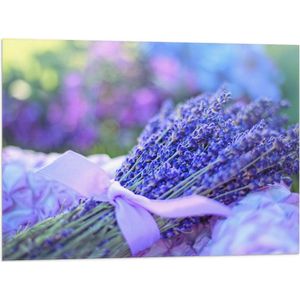 WallClassics - Vlag - Setje Lavendeltakken met Strik - 80x60 cm Foto op Polyester Vlag