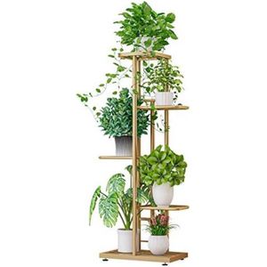 Metalen Plantenstandaard met 5 Niveaus - 98 cm Hoog - Gouden Plantenrek - Trapvormige Plantenhouder - Bloemenrek voor Binnen en Buiten - Balkon Plantentrap - Moderne Plantenstandaard - Tuinrek Meerdere Lagen