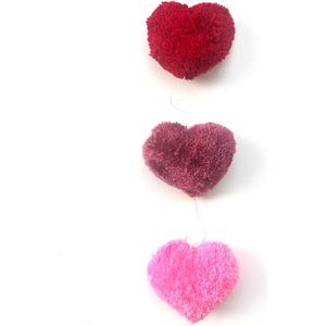 Luna-Leena duurzame hartjes slinger - rood & pink - 6x harten verticaal - 100% zachte wol - hand gemaakt in Nepal- hearts garland - love - liefde - babyshower - geboorte - valentijn - feest - jublileum - afscheid - verjaardag - cadeau - moededag
