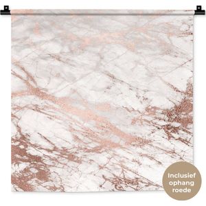 Wandkleed - Wanddoek - Marmer - Roze - Luxe - Marmerlook - Glitter - Design - 60x60 cm - Wandtapijt