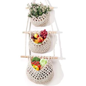 Hangende fruitmand, fruitopslag, hangende opbergmanden, keuken hangende mand voor fruit