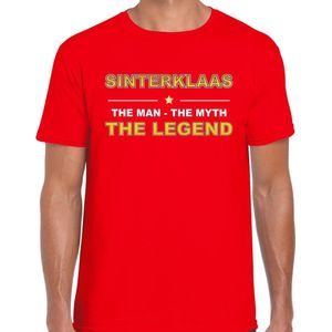 Sinterklaas t-shirt / the man / the myth / the legend rood voor heren - Sinterklaaskleding / Sint outfit XXL