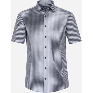 Redmond comfort fit overhemd - korte mouw - popeline - blauw gestreept - Strijkvriendelijk - Boordmaat: 45/46