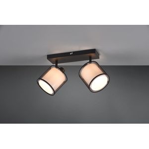 Trio leuchten - LED Plafondspot - Plafondverlichting - E14 Fitting - 2-lichts - Rechthoek - Zwart - Aluminium