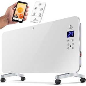 KESSER® Verwarmingspaneel Elektrische Kachel 2000W - Glazen Convectorkachel Mobiel Electrische Verwarming met Touch LCD Display APP en afstandsbediening - Wit